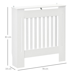 Mască pentru Calorifer din Lemn cu Lamele Verticale și Raft Superior, 78x19x81 cm, Alb - Img 3