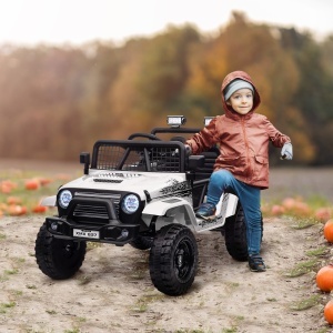 Mașină Electrică pentru Copii 3-6 Ani Off-road 12V cu Telecomandă Alb - Img 2