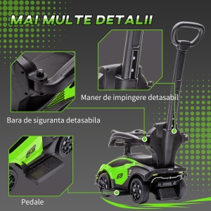 Masinuta Copii 2‑in‑1 – Lamborghini Verde cu Volan & Claxon - Img 7
