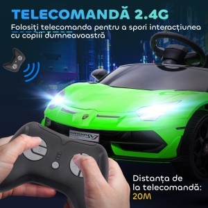 Mașinuță Electrică pentru Copii 3-5 Ani cu Uși Fluture, Mașinuță Electrică cu Telecomandă, 107,5x63x42 cm, Verde - Img 6