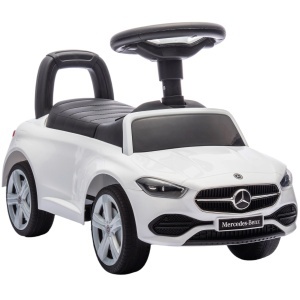 Mașinuță Electrică pentru Copii Licență Mercedes Benz cu Claxon și Spațiu de Depozitare, 65x28x39 cm, Alb