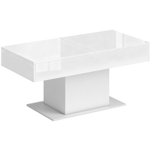 Măsuță de Cafea Extensibilă cu Compartiment Ascuns Modern, 108-178.5x53x49 cm, Alb Lucios