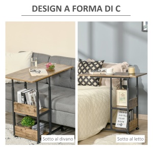 Masuta de Sufragerie, Noptiera cu Design Reglabil in Inaltime, Maro stil Rustic - Img 4