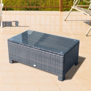 masuta exterior, sticla securizata, 85x50x39cm, maro - Img 4