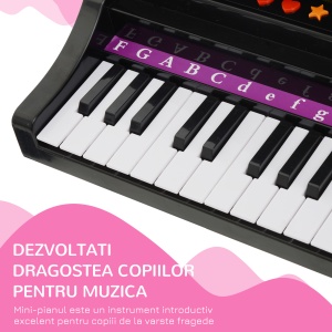 Mini Pian Copii – Cu Microfon si Scaunel, Negru - Img 6