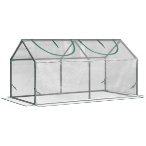 Mini Sera de Gradina cu 2 Ferestre Rulou si Copertina PVC Anti-UV, 120x60x60cm, Transparenta - Img 1