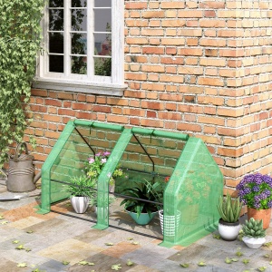 Mini Seră Portabilă cu Uși Mari cu Fermoar și Acoperiș din PE pentru Protecție Împotriva Apei/UV, 180x90x90 cm, Verde - Img 2