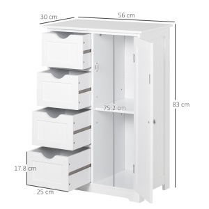Mobila de Baie cu Usa Basculanta si Sertare Alb 56 x 30 x83cm - Img 3