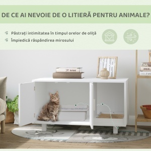 Mobila Litiera Pisici – Lemn, cu 2 Usi & Accesorii - Img 5