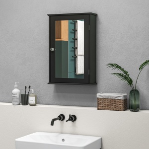 Mobilier de Baie Dulap Suspendat cu Oglindă 41x14x60cm Negru - Img 9