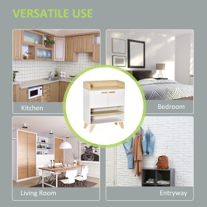 Mobilier multifunctional cu dulap cu 2 usi si compartimente deschise, din lemn, alb - Img 6