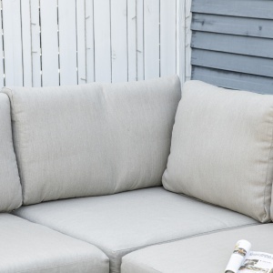 Mobilier pentru gradina 7 bucati, modular cu masuta, fotoliu, fotoliu de colt si 2 canapele din ratan PE cu perne, bej - Img 9