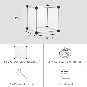 Mobilier pentru incaltaminte modular, 16 cuburi 30x30x30cm din plastic PP si otel , transparent - Img 6