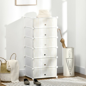 Mobilier pentru incaltaminte modular, 6 cuburi 45x35x17cm din plastic PP si otel, alb - Img 2