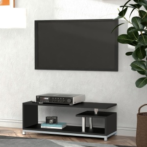 Mobilier TV din Lemn, Negru, 114x40x40.5cm - Img 2