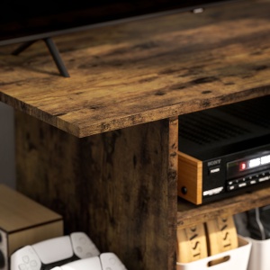 Modern TV Cabinet Stand Storage Shelves Table Mobile Bedroom Furniture Bookshelf Bookcase Rustic Brown - Img 8