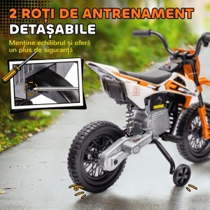 Motocicletă Electrică pentru Copii 3-6 Ani, 2 Motoare, Roți Detașabile și Sunete Portocaliu - Img 5