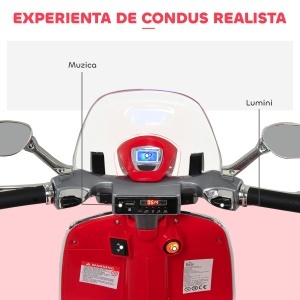 Motocicletă Electrică pentru Copii 3+ Ani, Motocicletă Jucărie din PP și Oțel cu 2 Roți Suplimentare, 108x49x75 cm, Roșie - Img 5