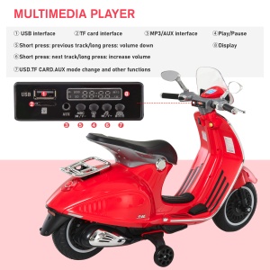 Motocicletă Electrică pentru Copii 3+ Ani, Motocicletă Jucărie din PP și Oțel cu 2 Roți Suplimentare, 108x49x75 cm, Roșie - Img 9