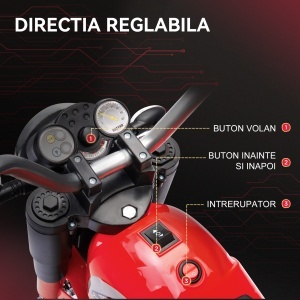 Motocicleta Electrica pentru Copii 3 Roti Lumini Sunete Baterie 6V Viteza 2km/h - Img 4