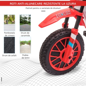 Motocicleta Electrica pentru Copii Baterie 12V Reincarcabila si Rotite Rosu - Img 5