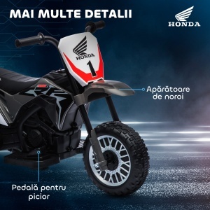 Motocicletă Electrică pentru Copii sub Licență Honda CRF450RL cu 3 Roți și Claxon, 71x40.5x43.5 cm, Gri - Img 7