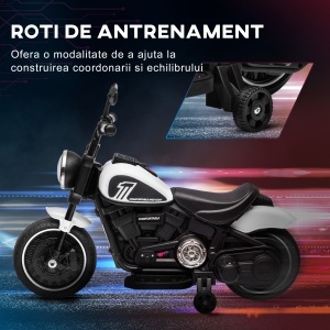 Motocileta Electrica de 6V cu Roti de Antrenament, Motocicleta Electrica Alimentata cu Baterii pentru Baieti si Fete, cu un Singur Buton de Pornire, Pedala, Far, pentru 18-36 luni, Albastru - Img 5