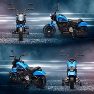 Motocileta Electrica de 6V cu Roti de Antrenament, Motocicleta Electrica Alimentata cu Baterii pentru Baieti si Fete, cu un Singur Buton de Pornire, Pedala, Far, pentru 18-36 luni, Albastru - Img 8
