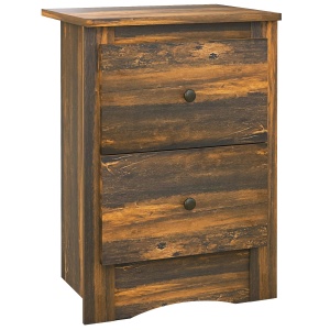 Noptieră cu 2 Sertare în Stil Rustic, Noptieră pentru dormitor din Lemn, 40x30x56 cm, Maro - Img 1