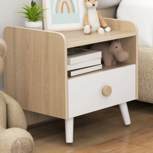 Noptieră cu Sertar pentru Copii 3-10 Ani, cu Design Minimalist pentru Dormitor, 40x32,5x40 cm, Lemn Natural - Img 9
