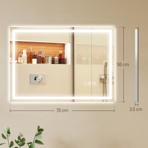 Oglindă Baie Antiaburire cu Lumină LED și Difuzor Bluetooth 50x70 cm - Img 3