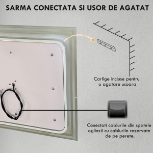 Oglinda de Baie cu Lumini LED, 90x70cm - Img 8