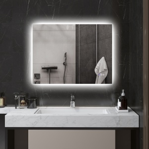 Oglindă de Baie LED cu Ramă, Anti-Abur, 3 Temperaturi de Culoare și Memorie, 80x60x4 cm, Transparent - Img 2