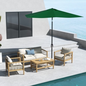 Ombrellone da Giardino 2x3m Inclinabile e Apertura a Manovella Grigio - Img 2