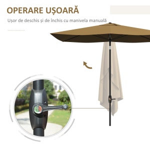 Ombrellone Giardino Rettangolare 3x2m a Manovella e Inclinabile Caffè - Img 5
