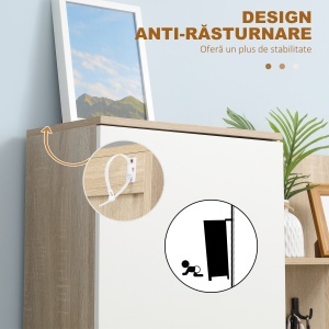 Organizator Intrare cu Oglindă, Montaj Fără Găuri și Sistem Anti-Înclinare, Design Robust, 145 x 29 x 184 cm - Img 7