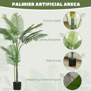 Palmă Artificială Areca înaltă de 150 cm pentru Interioare cu Vas Verde - Img 4