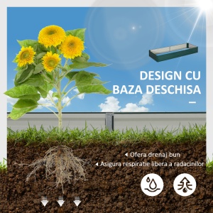 Pat Suport de Gradina Inaltat din Metal de Exterior, Suport pentru Plante, Flori si Ierburi, 241x90,5x30cm - Img 4
