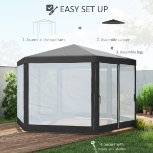 Pavilion 4x4 m de Gradina Hexagonal cu Pereti din Plasa - Img 7
