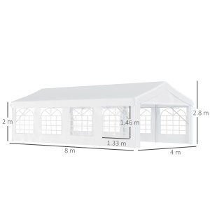 Pavilion pentru extern cort pentru petreceri, căsătorii cadru din oțel impermeabil, Alb, 8x4x2.8m - Img 3