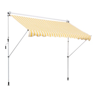 Perdea Soare de Perete cu Stalp pentru Sprijin, Alb si Galben, 300x150cm - Img 1