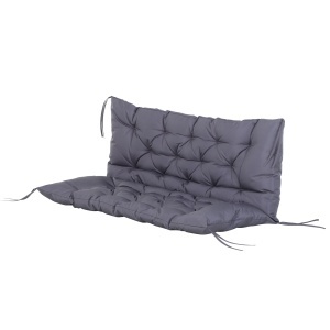 Pernă pentru Scaun și Spătar pentru Bancă de Grădină leagăn canapea 2 Locuri Mare Confort 132 x 110 x 10 cm Gri - Img 1
