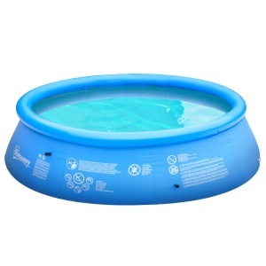 Piscina de Gradina Gonflabila din PVC cu 3 Straturi pentru 3-4 Persoane cu Supapă de Scurgere si Pompa Manuala Inclusa, Φ274x76cm, Albastra
