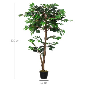 Plantă Artificială Copac de Ceai cu 546 de Frunze Realistice și Ghiveci de Ciment 120 cm Verde - Img 3
