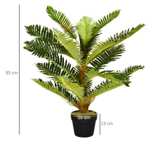 Plantă Artificială de Palmă cu 18 Frunze și Vas Inclus pentru Interior, Înălțime 85 cm, Verde - Img 3
