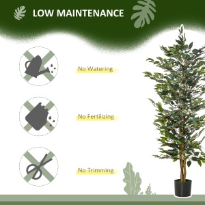 Plantă Ficus Falsă, Plantă Înaltă de 150cm, Plantă Artificială Decorativă pentru Interior și Exterior, Ø17x14.5 cm, Verde - Img 6