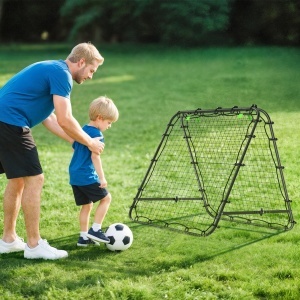 Plasa de fotbal pliabila din PE si oțel, cu unghi reglabil si cuie, 100x95x90 cm, albastru - Img 9