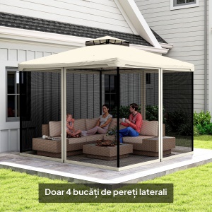 Plasa de Tantari pentru Corturi cu Perdele de Rezerva Universale cu Balamale, 302x207cm - Negru / Bej - Img 4