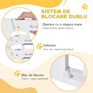 poarta de siguranta pentru caini, 75-96cm, alb - Img 5