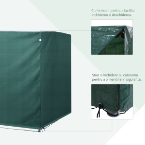 Prelata de Acoperit pentru Mobilier de Extern Impermeabil Anti Mucegai cu Fixaj in PE, Verde,215x155x150cm - Img 5